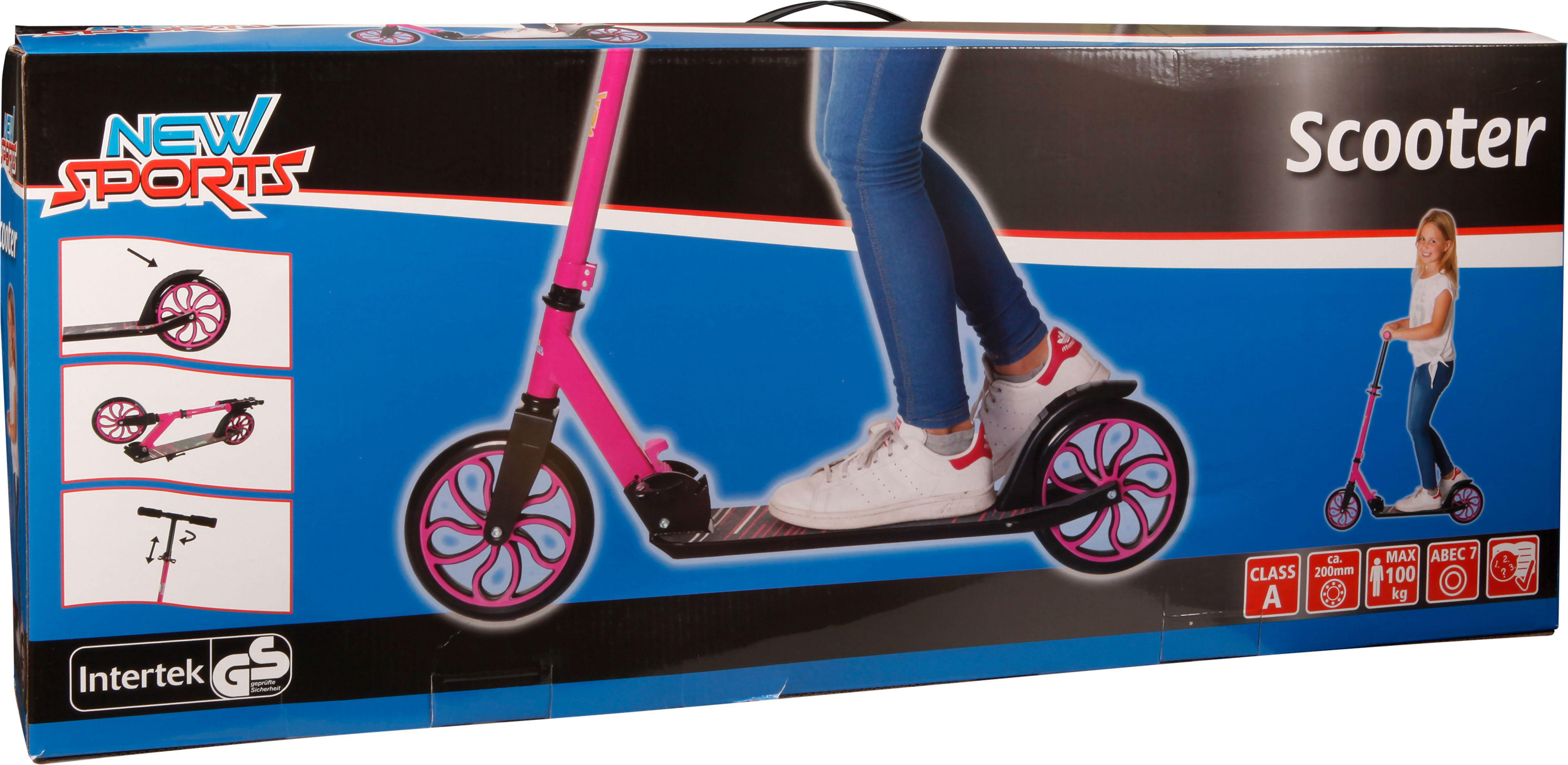 NEWSPORTS NSP Scooter 200mm, ABEC7 Kinderscooter Pink/Schwarz