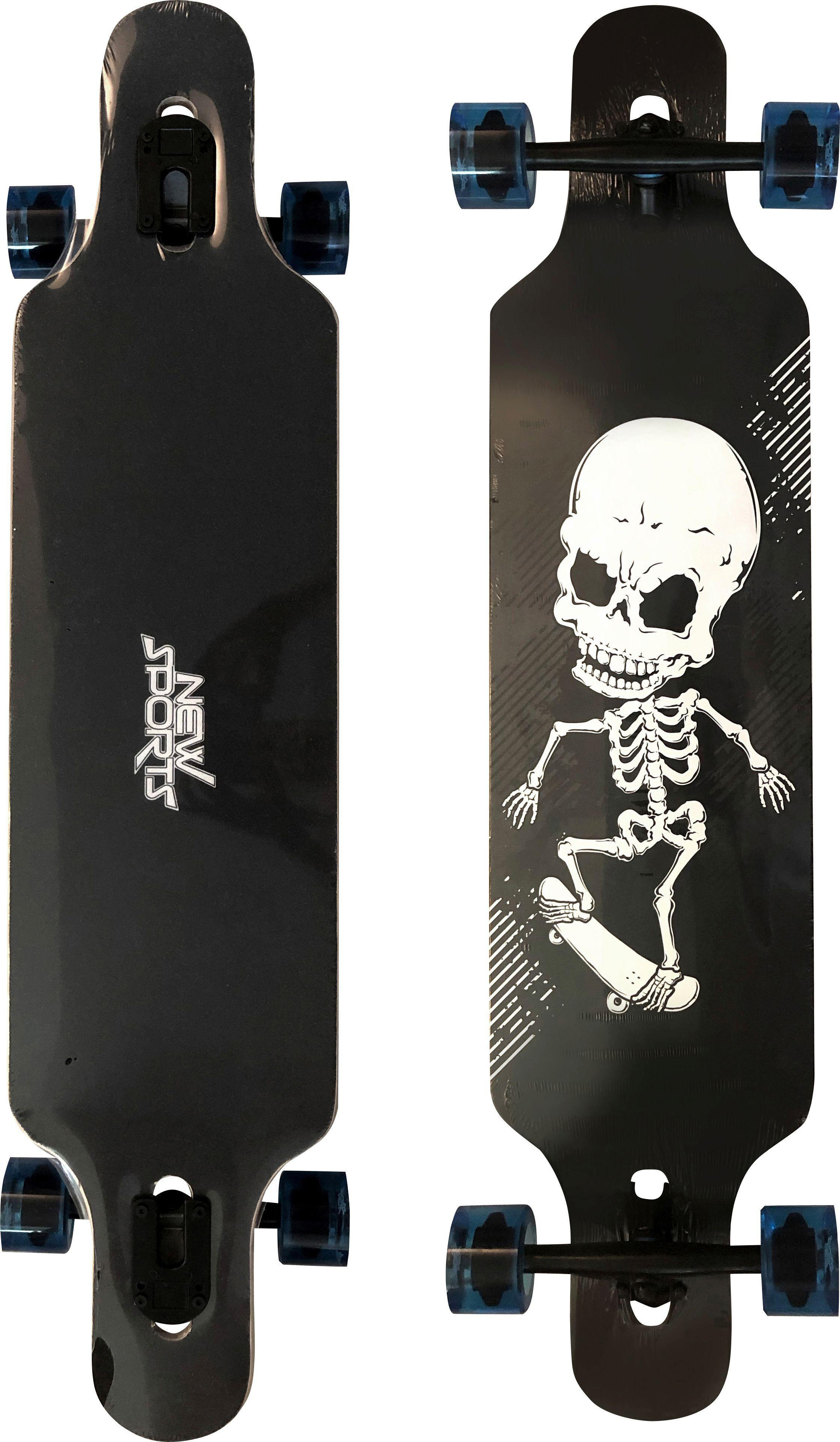 NEWSPORTS NSP Gartenspielzeug ABEC9 Longboard Schwarz L104cm, Skull,