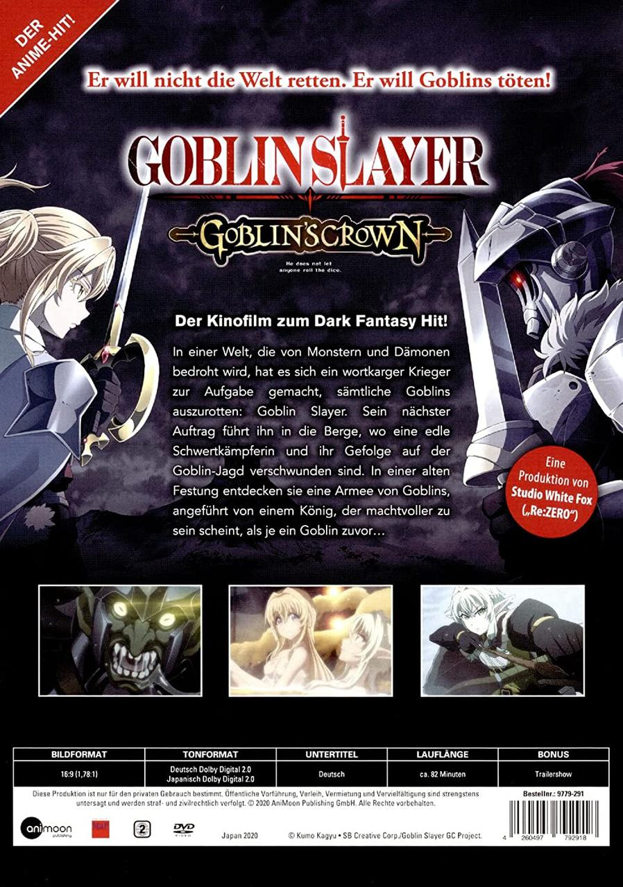 Anime-Filmcover mit Charakteren und Text auf Japanisch. Der Filmtitel lautet "Goblin Slayer".