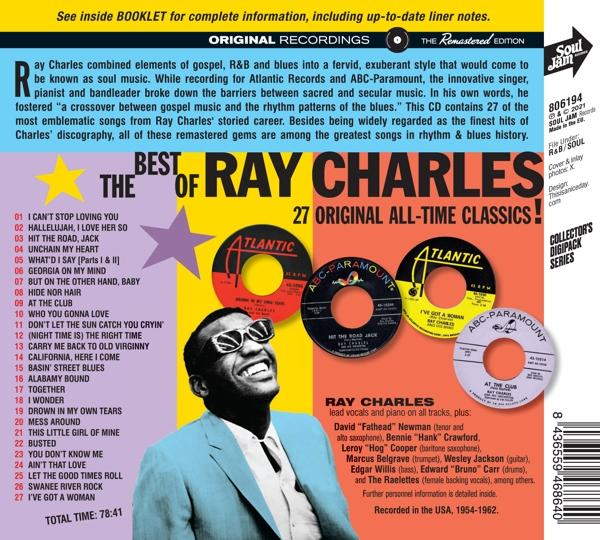 Albumcover von Ray Charles, mit Text und Fotos.