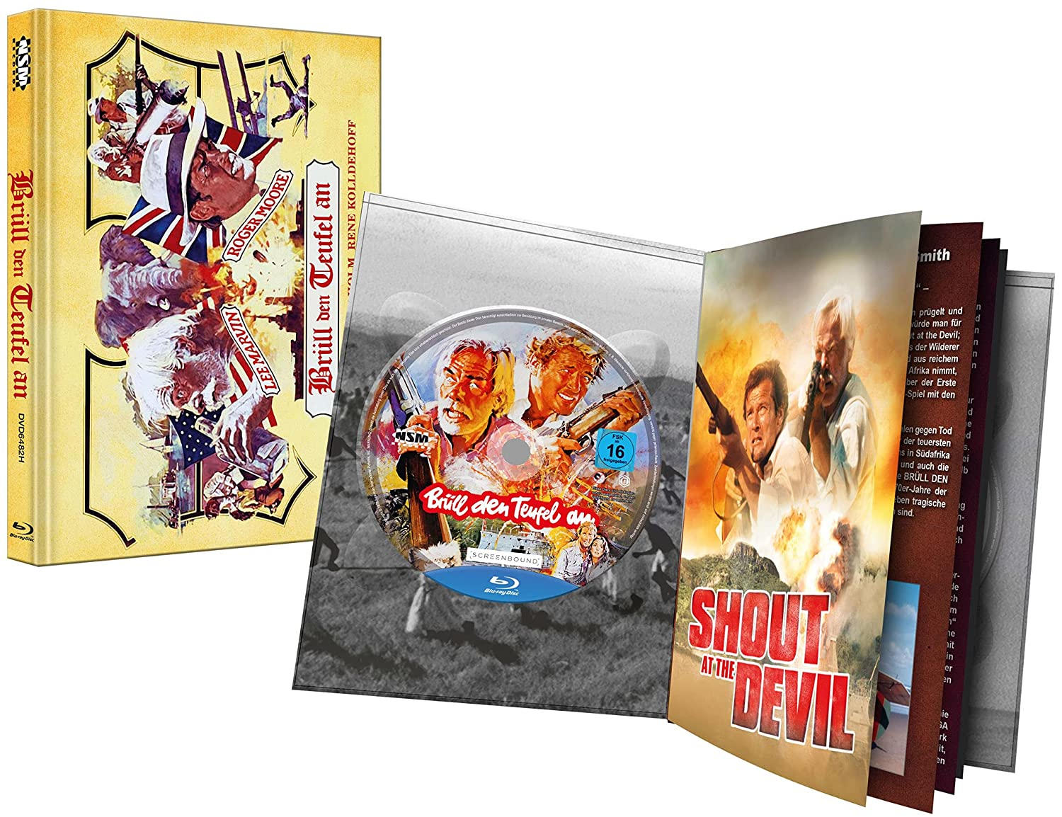 DVD-Hülle mit Filmcover "Shout at the Devil". Eine DVD ist mit Filmtitel geöffnet.