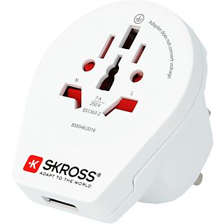 SKROSS Country Travel World to UK USB - Reiseadapter (Weiss)