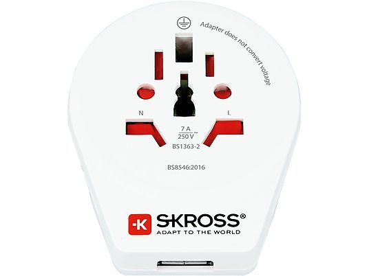 SKROSS Country Travel World to UK USB - Adattatore da viaggio (Bianco)