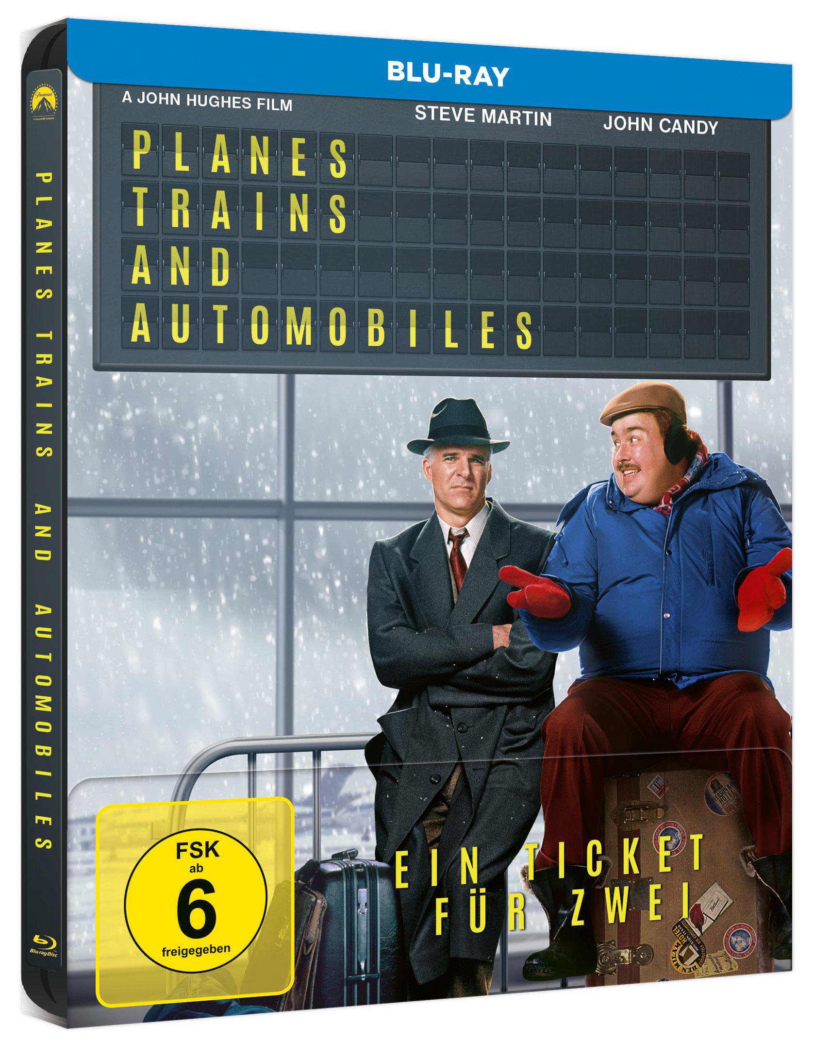 Blu-ray-Cover des Films "Planes, Trains and Automobiles" mit Steve Martin und John Candy.