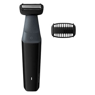 Afeitadora corporal - Philips S3000 BG3010/15, uso en seco y mojado, 1 peine-guía, 50 min autonomía, Negro
