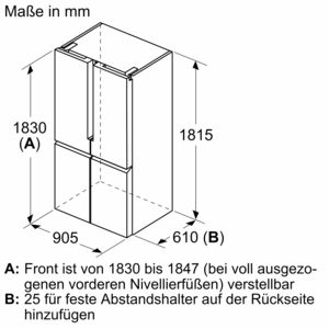 KF96NAXEA (E, SIEMENS French Door blackSteel) 1830 mm iQ500 hoch,