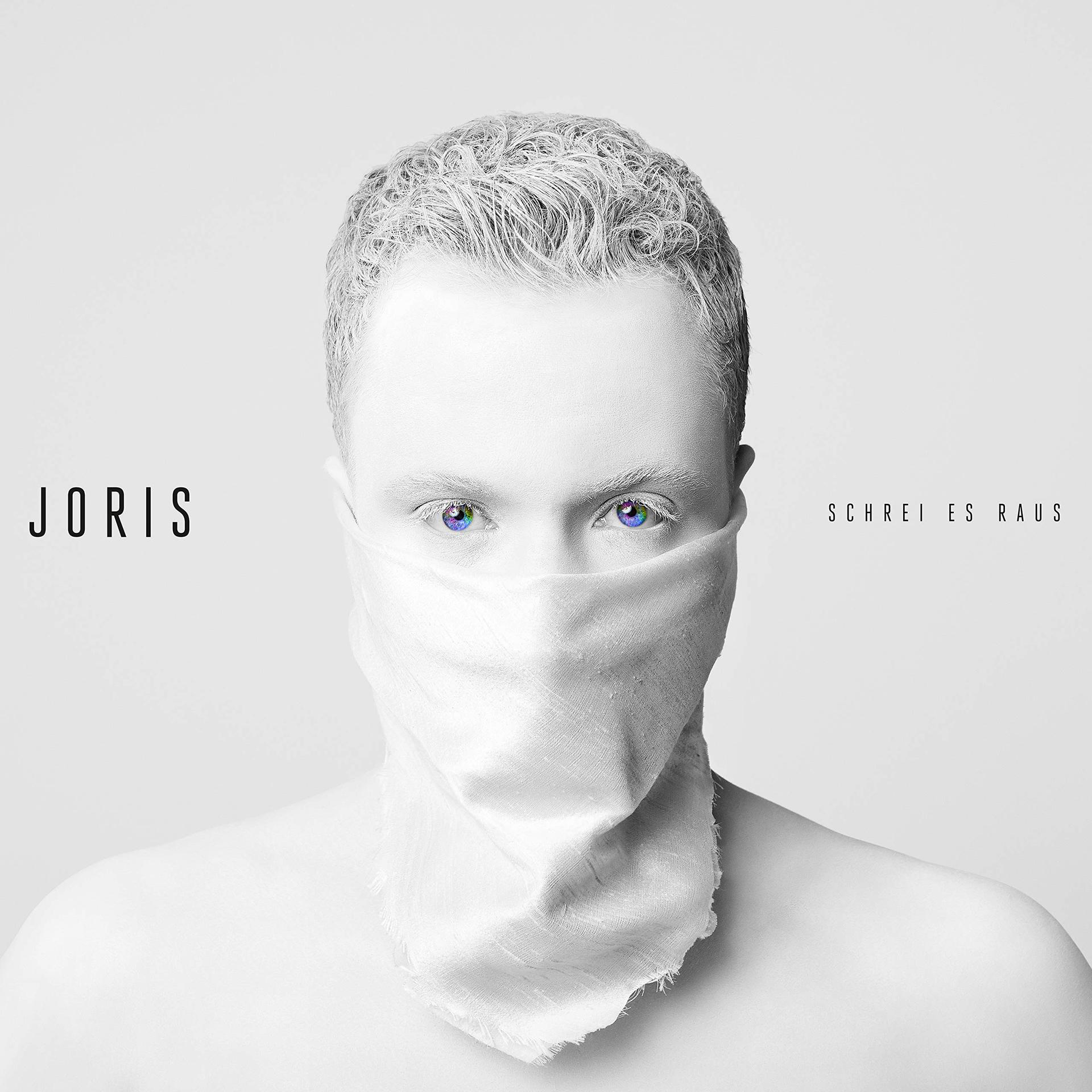 Joris Albumcover mit Person mit weißem Gesicht und bunten Augen.