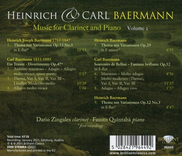 Fausto Quintaba - Dario Zingales - H.&C.Bärmann:Music For Clarinet &Piano  - (CD)