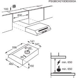 ZANUSSI Onderbouwdampkap D (ZHT631X)