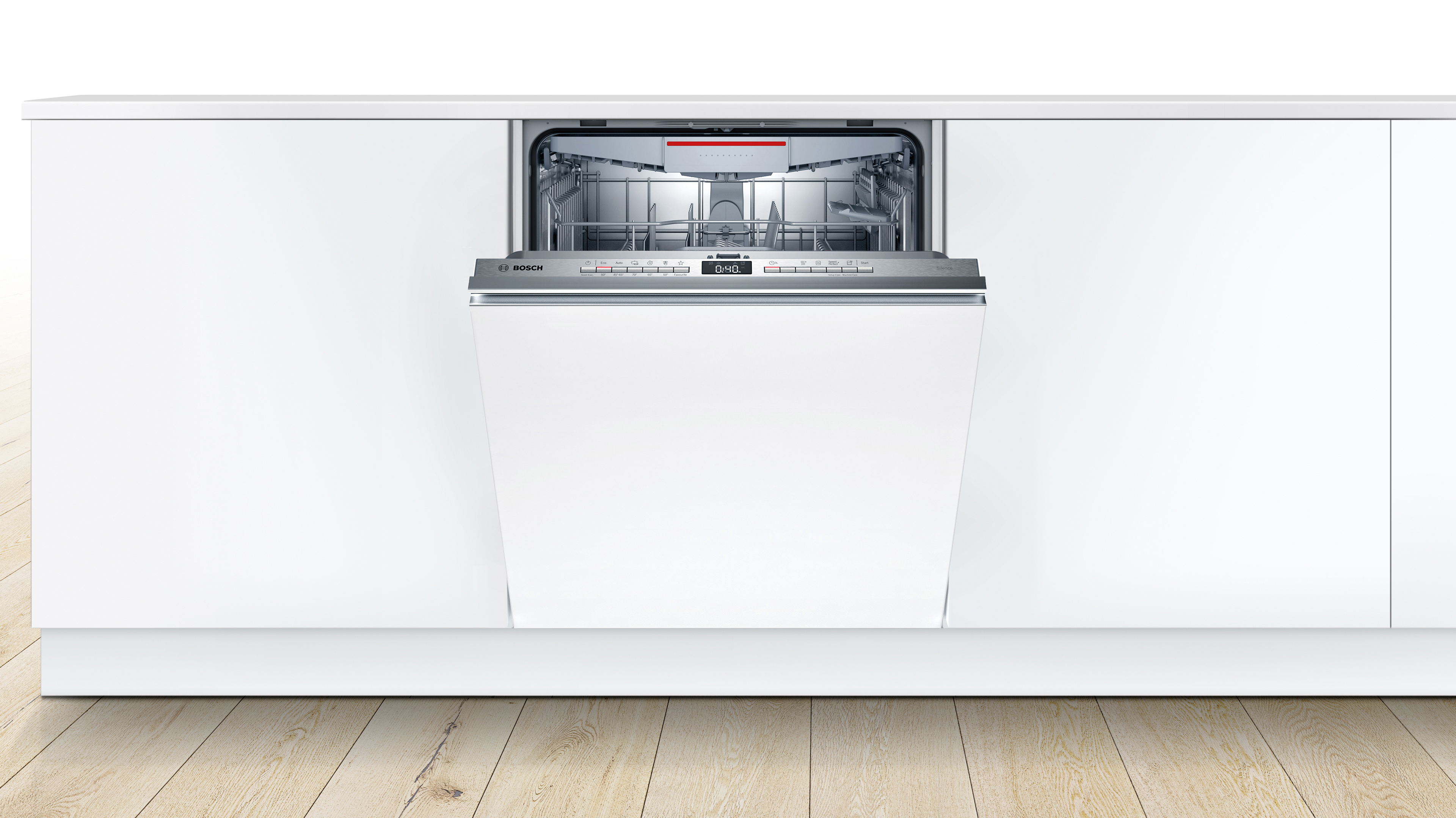 BOSCH SGV4HVX31E Geschirrspüler (vollintegrierbar, Besteckschublade, 598 mm breit, 46 dB(A), E, Edelstahl (Blende))