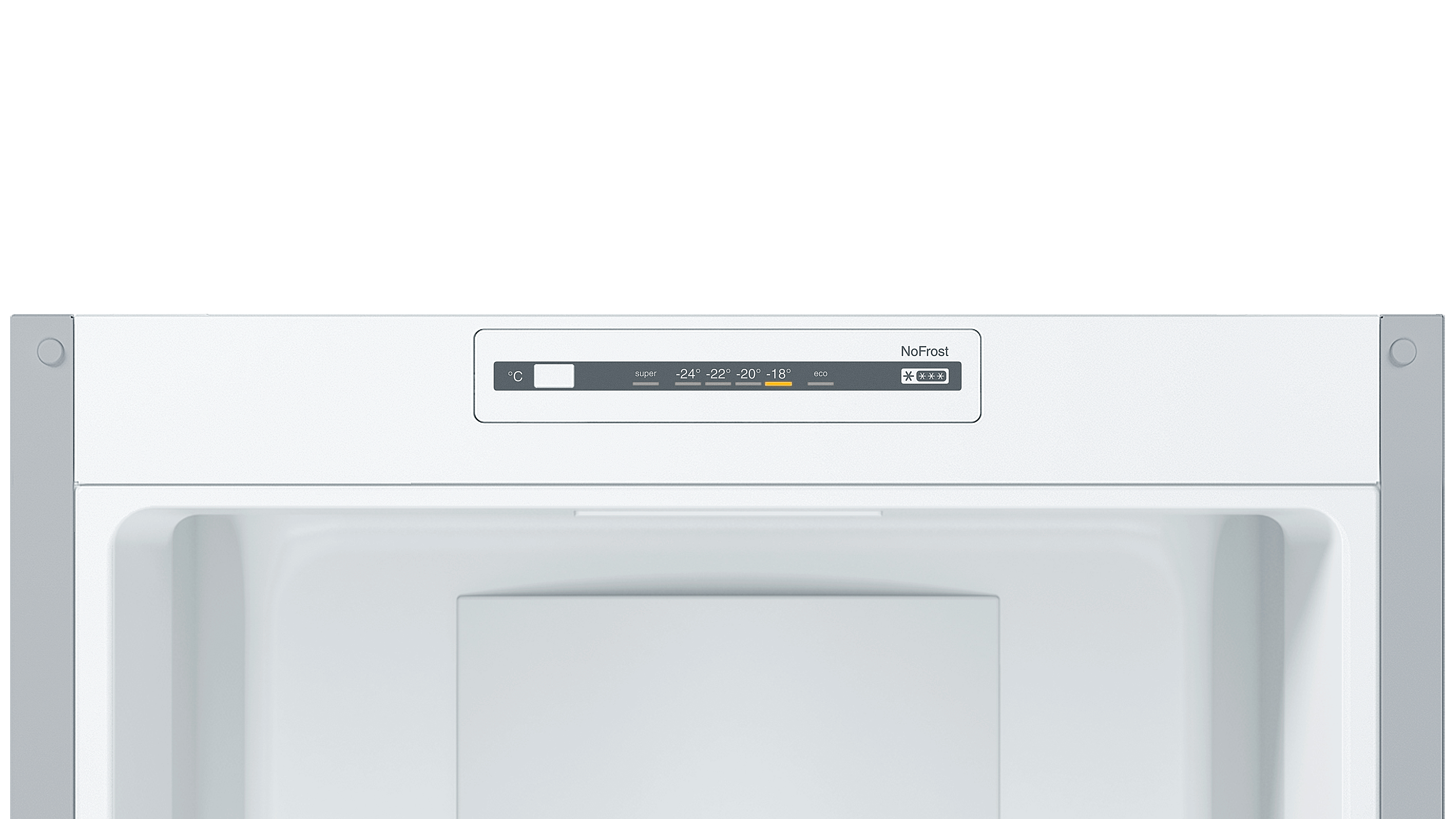Kühlschrank-Bedienfeld mit digitaler Anzeige der Temperatureinstellungen.