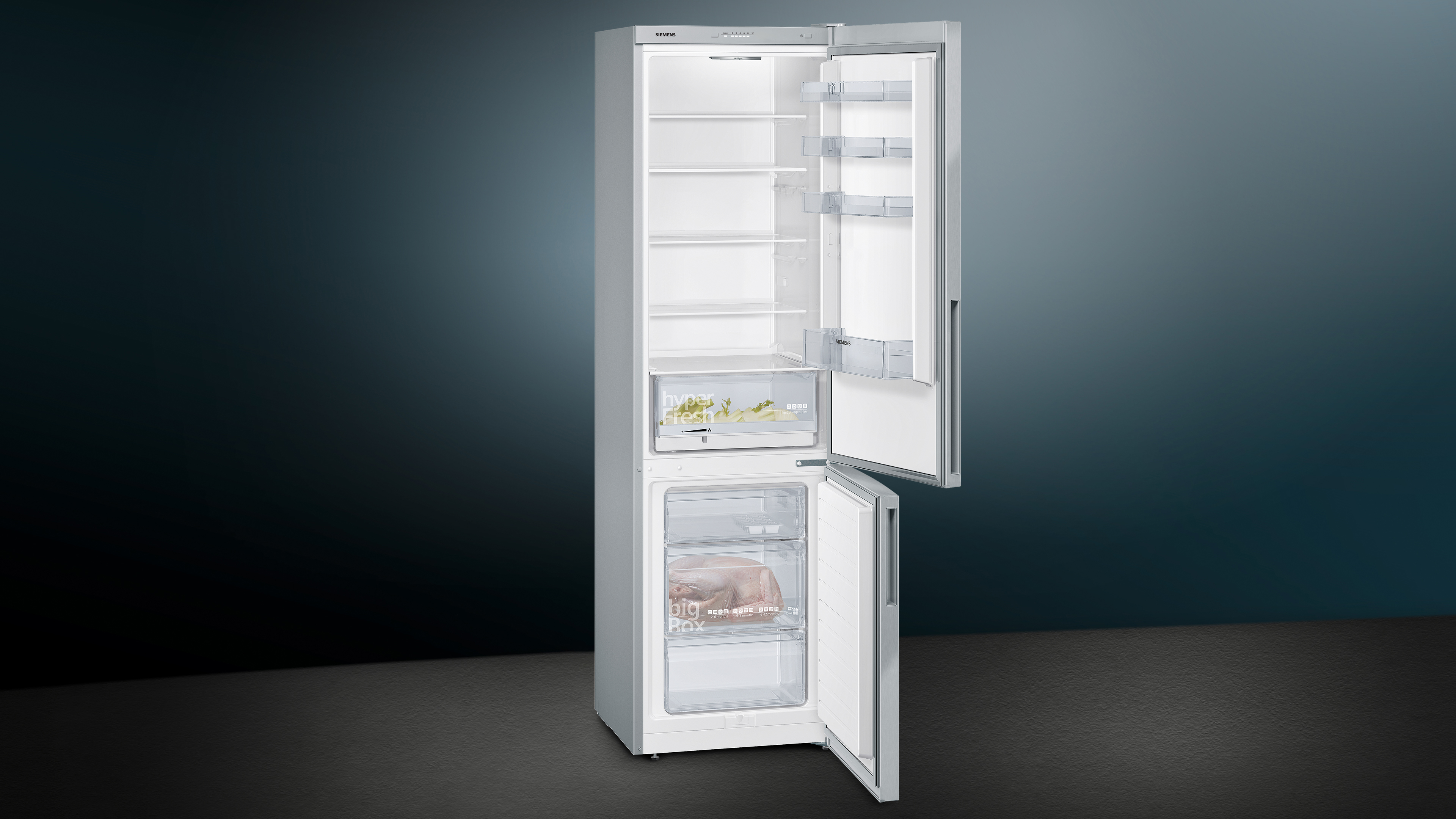 SIEMENS KG39V2LEB Kühlgefrierkombination freistehend 343l inox-look Kühlgefrierkombination (E, 343 l, 2010 mm hoch, Standgerät, inox-look)