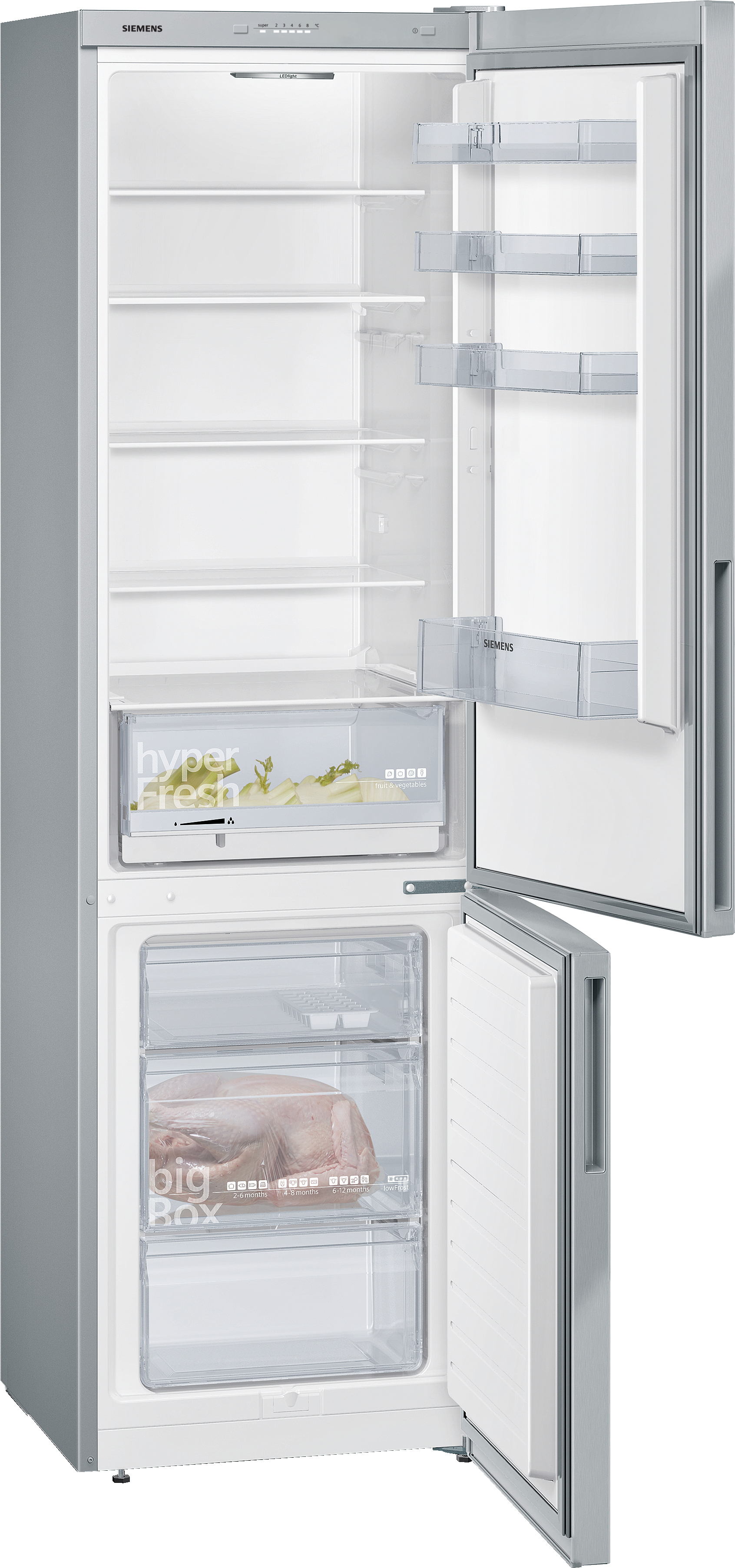 SIEMENS KG39V2LEB Kühlgefrierkombination freistehend 343l inox-look Kühlgefrierkombination (E, 343 l, 2010 mm hoch, Standgerät, inox-look)