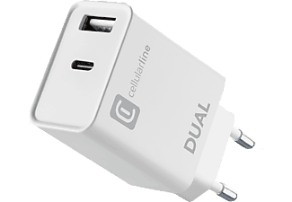 CELLULARLINE 20W Dual Port Şarj Adaptörü Beyaz