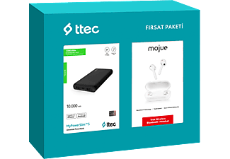 TTEC 2FPMM Fırsat Paketi Mojue TWS Bluetooth Kulaklık 10.000mAh Taşınabilir Şarj Cihazı