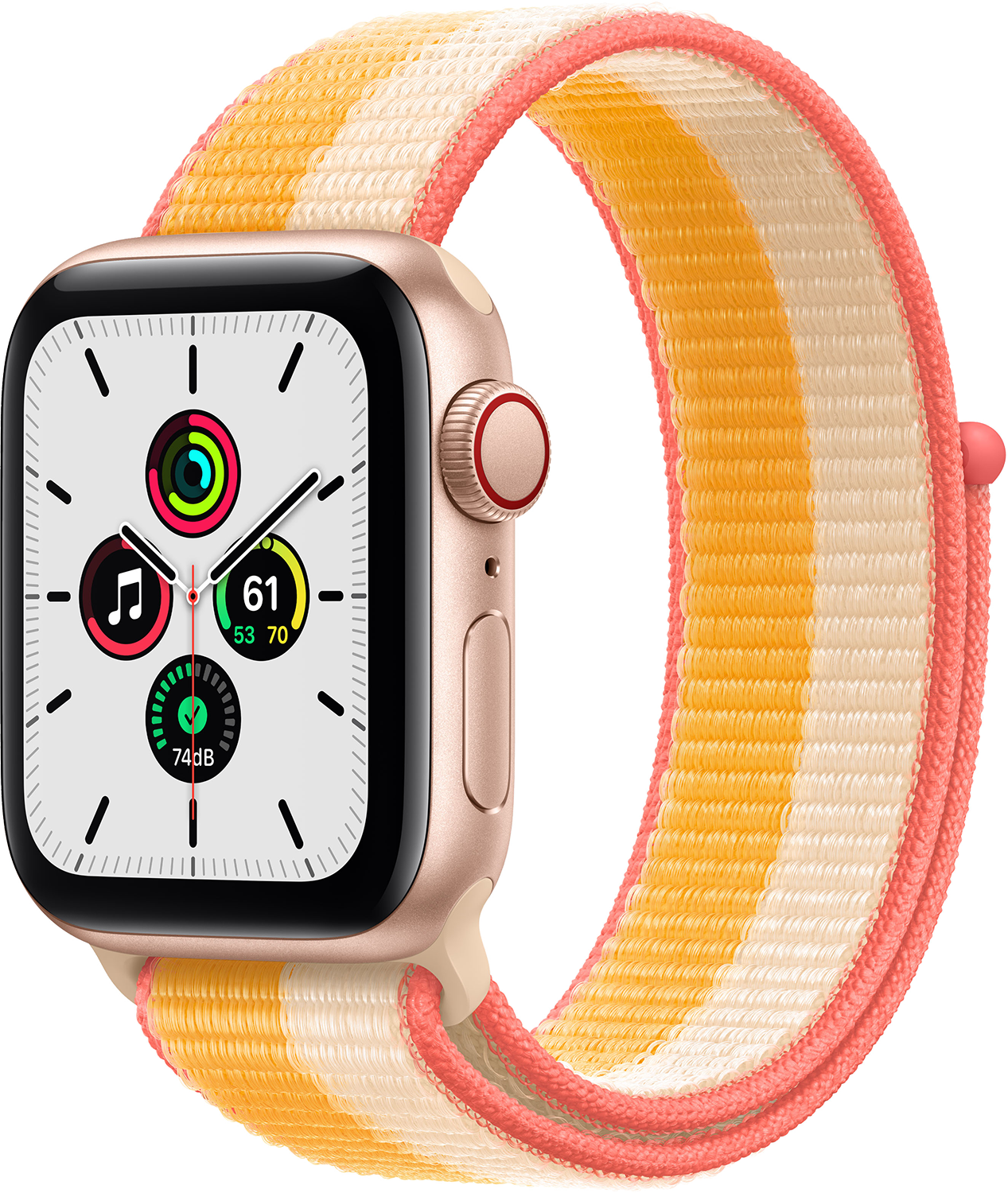 Apple Watch Se Cellular 40 Mm Goud Aluminium / Mais/wit Geweven Sportbandje