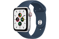 APPLE Watch SE Cellular 44 mm zilver aluminium / blauwe sportband