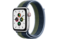 APPLE Watch SE Cellular 44 mm zilver aluminium / blauw/mosgroen geweven sportbandje