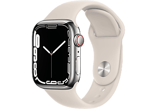 APPLE Watch Series 7 Cellular 41 mm zilver roestvrij staal / sterrenlicht sportband