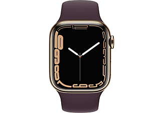 APPLE Watch Series 7 Cellular 41 mm goud roestvrij staal / donkerrode sportband