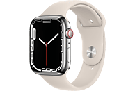 APPLE Watch Series 7 Cellular 45 mm zilver roestvrij staal / sterrenlicht sportband