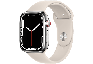 APPLE Watch Series 7 Cellular 45 mm zilver roestvrij staal / sterrenlicht sportband