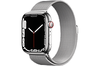 APPLE Watch Series 7 Cellular 45 mm zilver roestvrij staal / zilver Milanees bandje