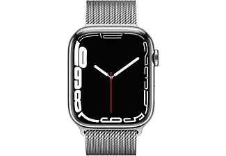 APPLE Watch Series 7 Cellular 45 mm zilver roestvrij staal / zilver Milanees bandje