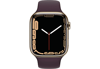 APPLE Watch Series 7 Cellular 45 mm goud roestvrij staal / donkerrode sportband