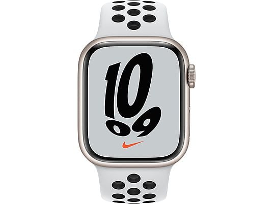 APPLE Watch Series 7 Nike+ Cellular 41 mm zilver aluminium / platinum/zwarte sportband