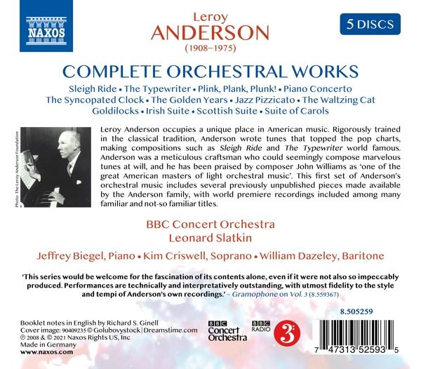 Albumcover mit Text über Leroy Andersons Orchesterwerke.