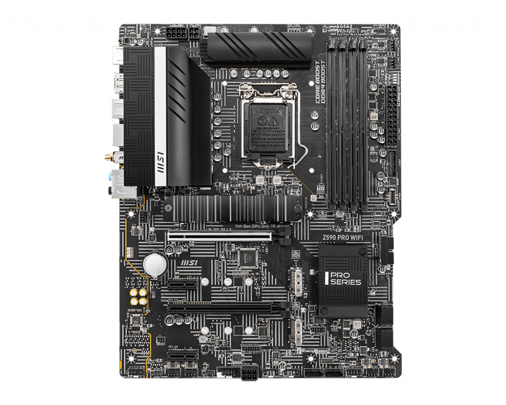 MSI Z590 Pro Wifi Soket 1200 DDR4 5333 (OC) PCI-E Gen 4 ,M.2, USB 3.2 1x 2.5G LAN Wi-Fi 6 ATX Anakart Siyah