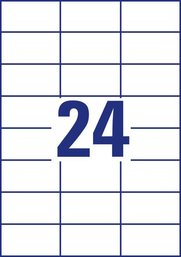 AVERY ZWECKFORM 3474, weiß, Universal-Etiketten 210 x 297 mm 70 x 37 mm A4 Inhalt: 2.400 Etiketten / 100 Bogen