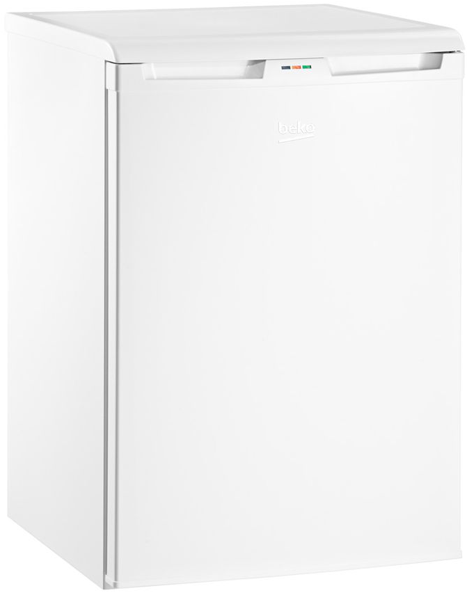 Ein weißer Kühlschrank mit einer Tür und einem Beko-Logo.