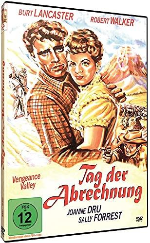 DVD-Cover für 'Tag der Abrechnung' mit Burt Lancaster und Joanne Dru. Ein Western-Filmplakat.