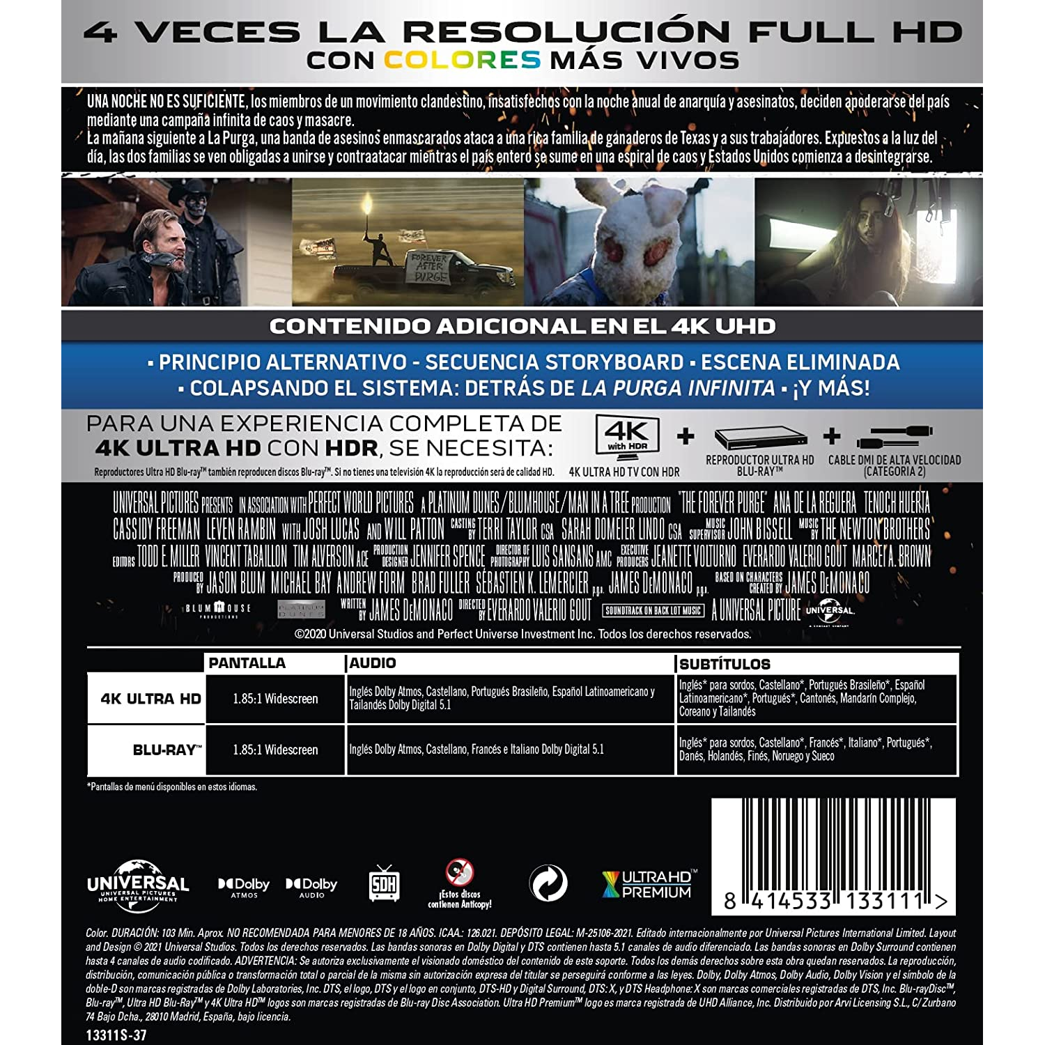 Portada de película en español con texto e imágenes de una película.