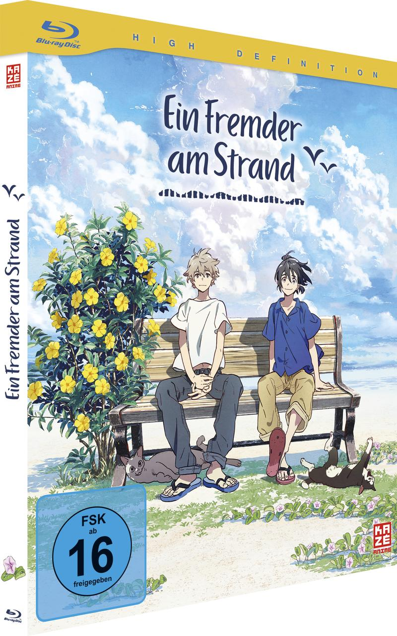 Anime-DVD-Hülle mit zwei Jungen auf einer Bank. Der Titel ist auf Japanisch und Deutsch. Blumen und Katzen vorhanden.