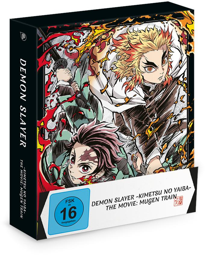 Eine DVD-Box von 'Demon Slayer' Anime, mit zwei Charakteren und japanischem Text.