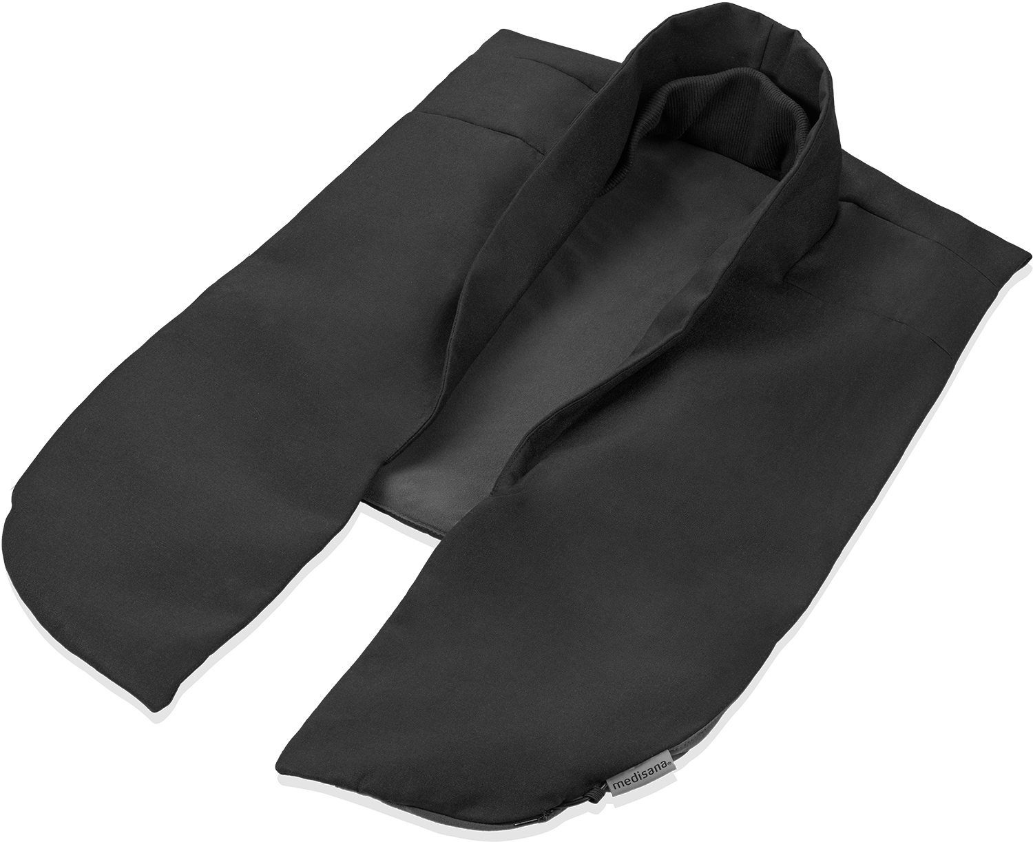 A black neck wrap with a collar.
