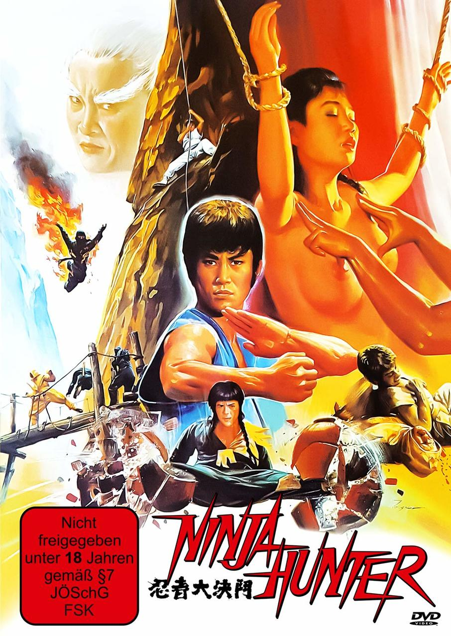 Filmposter: Ninja Hunter. Ein Mann und eine Frau im Vordergrund. Andere Figuren im Hintergrund.
