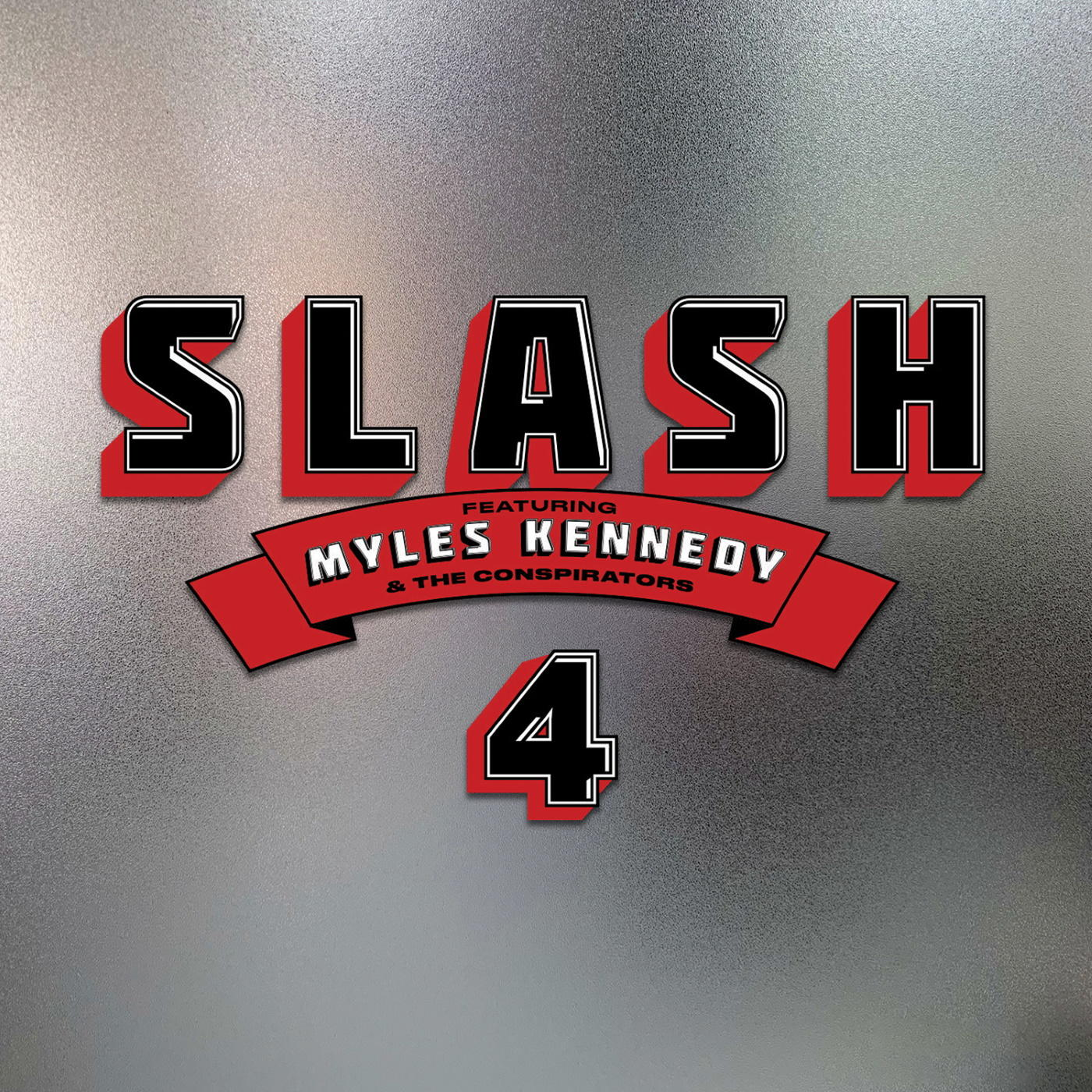 Couverture de l'album : 'SLASH' en grandes lettres, avec Myles Kennedy et le groupe.