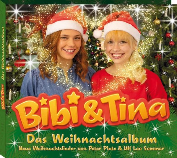 Albumcover mit zwei Mädchen mit Weihnachtsmützen. Der Titel lautet "Bibi & Tina Das Weihnachtsalbum".