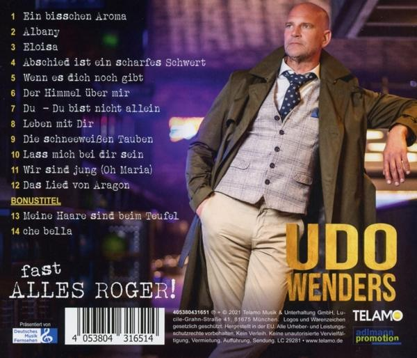 CD-Cover für Udo Wenders' Album. Zeigt einen Mann im Mantel, mit aufgelisteten Songtiteln.