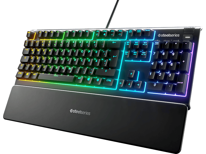 STEELSERIES Apex 3, Gaming Tastatur, Rubberdome, Steelseries Whisper-Quiet, Kabelgebunden, Schwarz