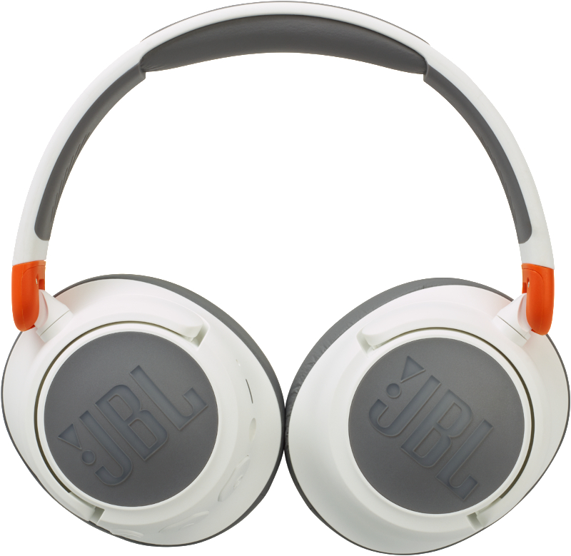 Weiße und graue JBL-Kopfhörer. Die Ohrmuscheln und der Kopfbügel sind sichtbar.