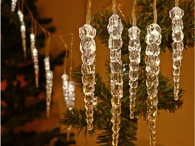 FHS LED EiszapfenLichterkette Weihnachsbeleuchtung, Transparent