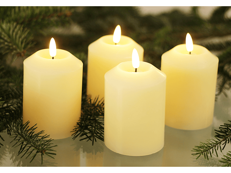 FHS LED Kerzenset 4er Set Kerze, Creme, Warmweiß | Weihnachtsbeleuchtung innen