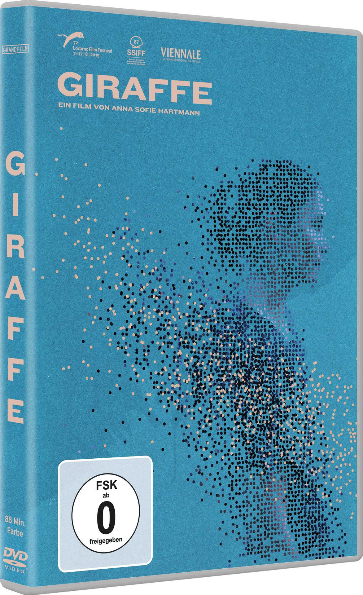 DVD-Box des Films 'Giraffe' mit türkisem Hintergrund und Personenkunst.