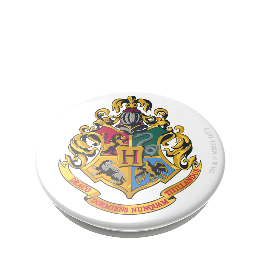 Weißer, kreisförmiger Pop-Socket mit dem Harry-Potter-Wappen von Hogwarts.