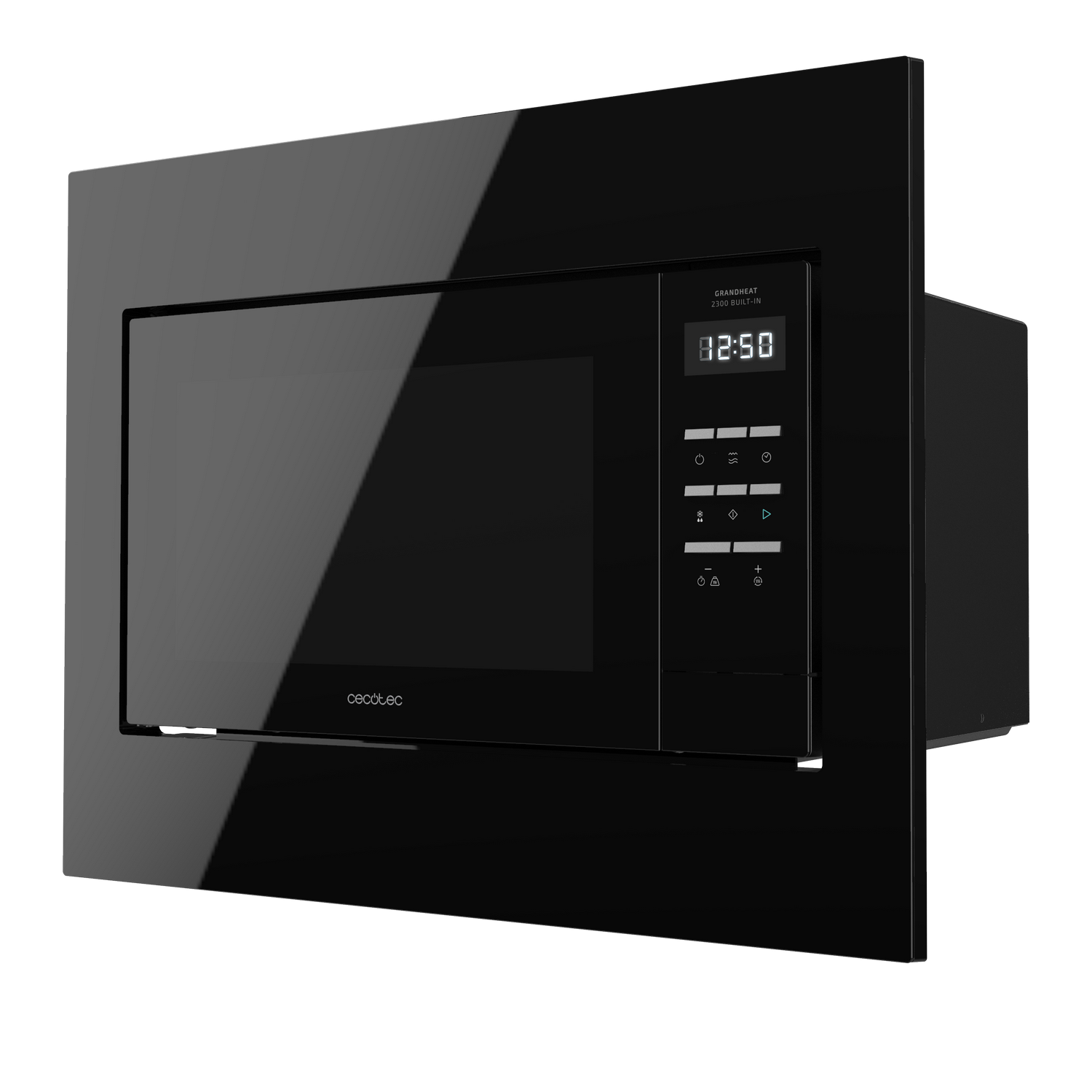Microondas integrable - Cecotec 2300 Built-In, 23 l, 800 W, 8 funciones, Grill, Pantalla digital, Negro